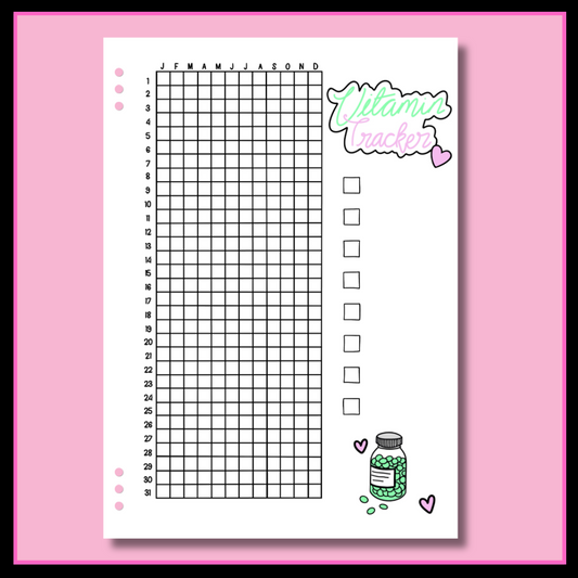 Yearly Vitamin Tracker - Single Page