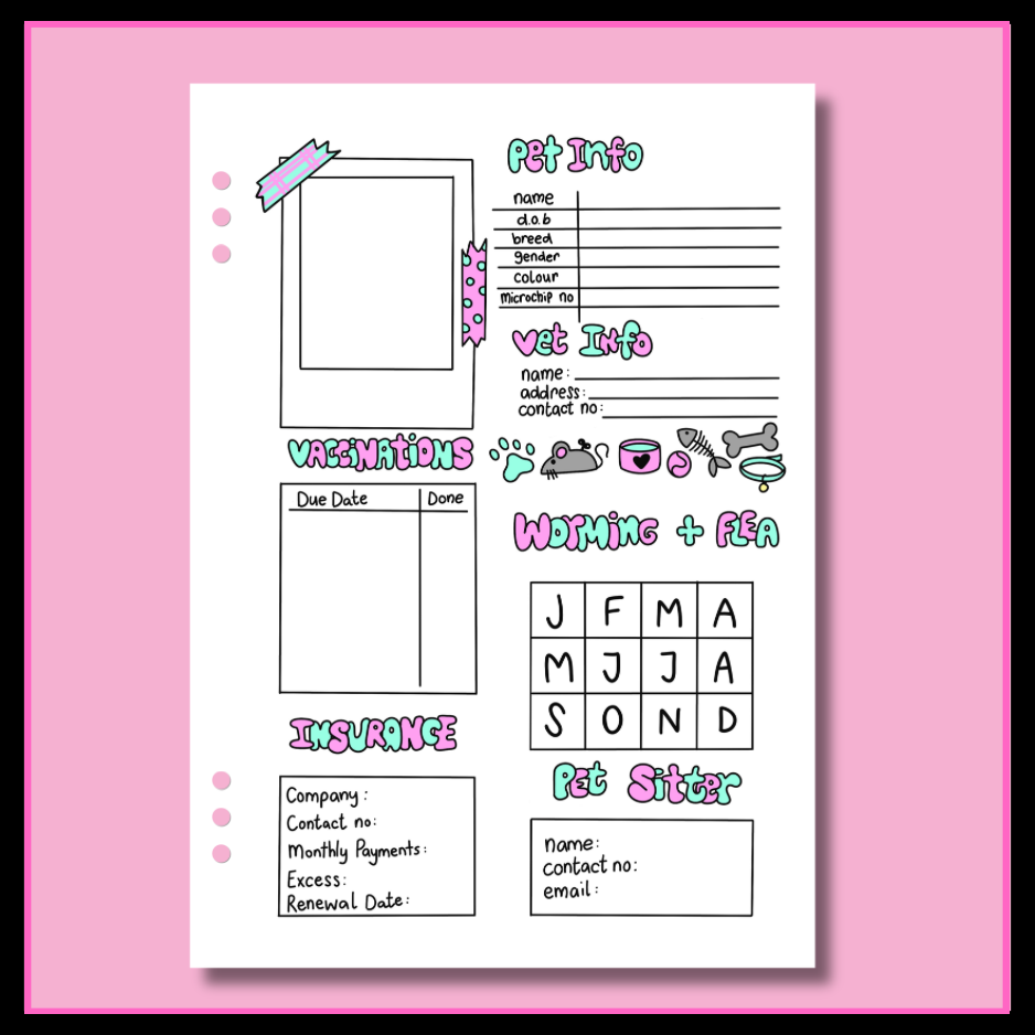 Pet Info Log - Single Page