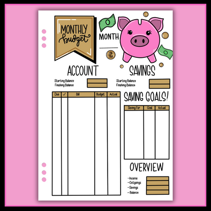 Monthly Budget Bundle - 12 Page Set
