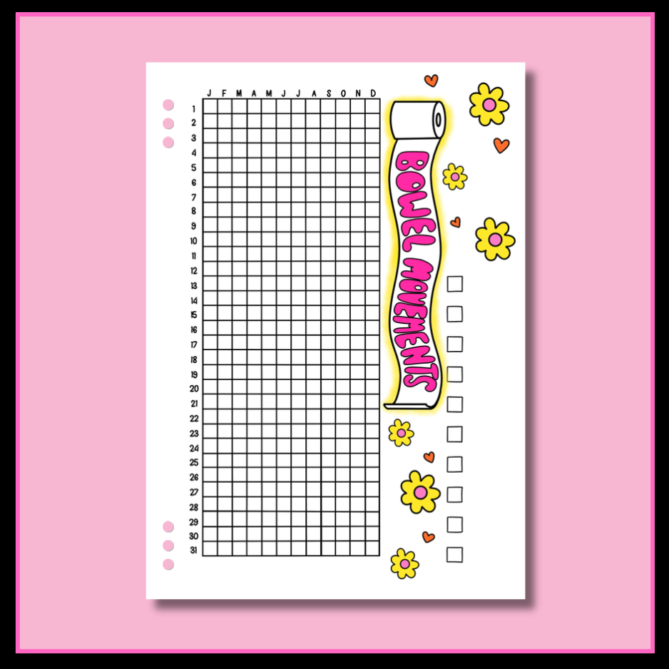Yearly Bowel Movements Tracker - Single Page
