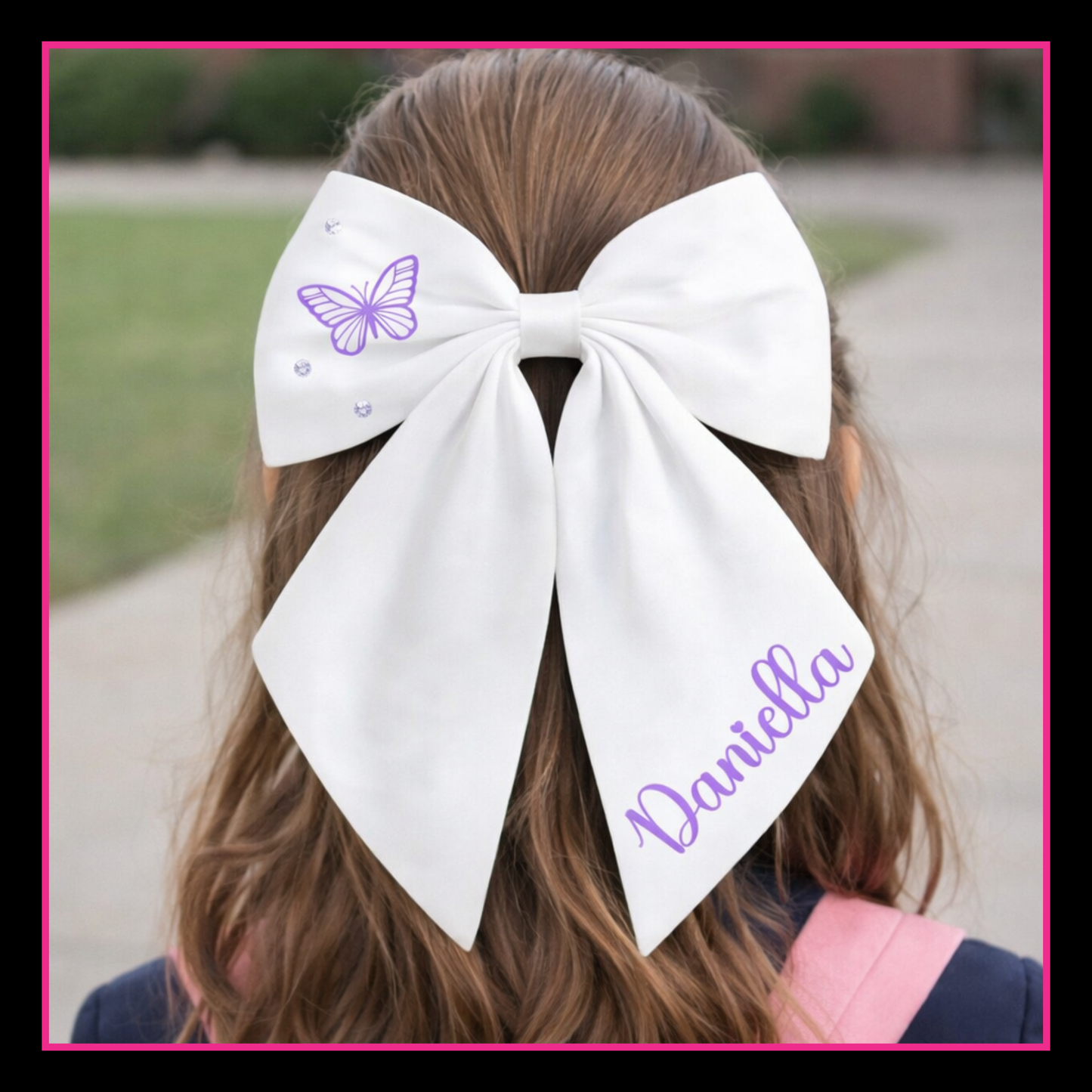 Personalised School Leavers Hair Bow Clip - Butterfly Bliss
