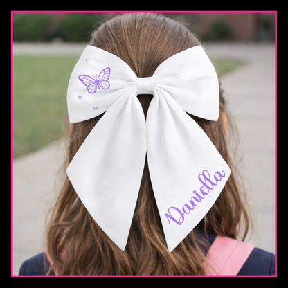 Personalised School Leavers Hair Bow Clip - Butterfly Bliss