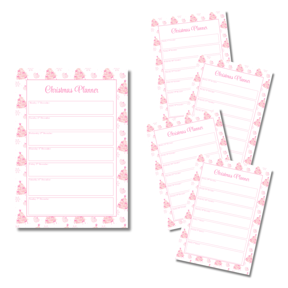 My Everlasting Christmas Planner & Page Insert Bundle 2026 - A4 - Pink & Silver Diamond Pen Set