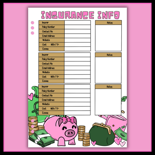 Insurance Info - Single Page