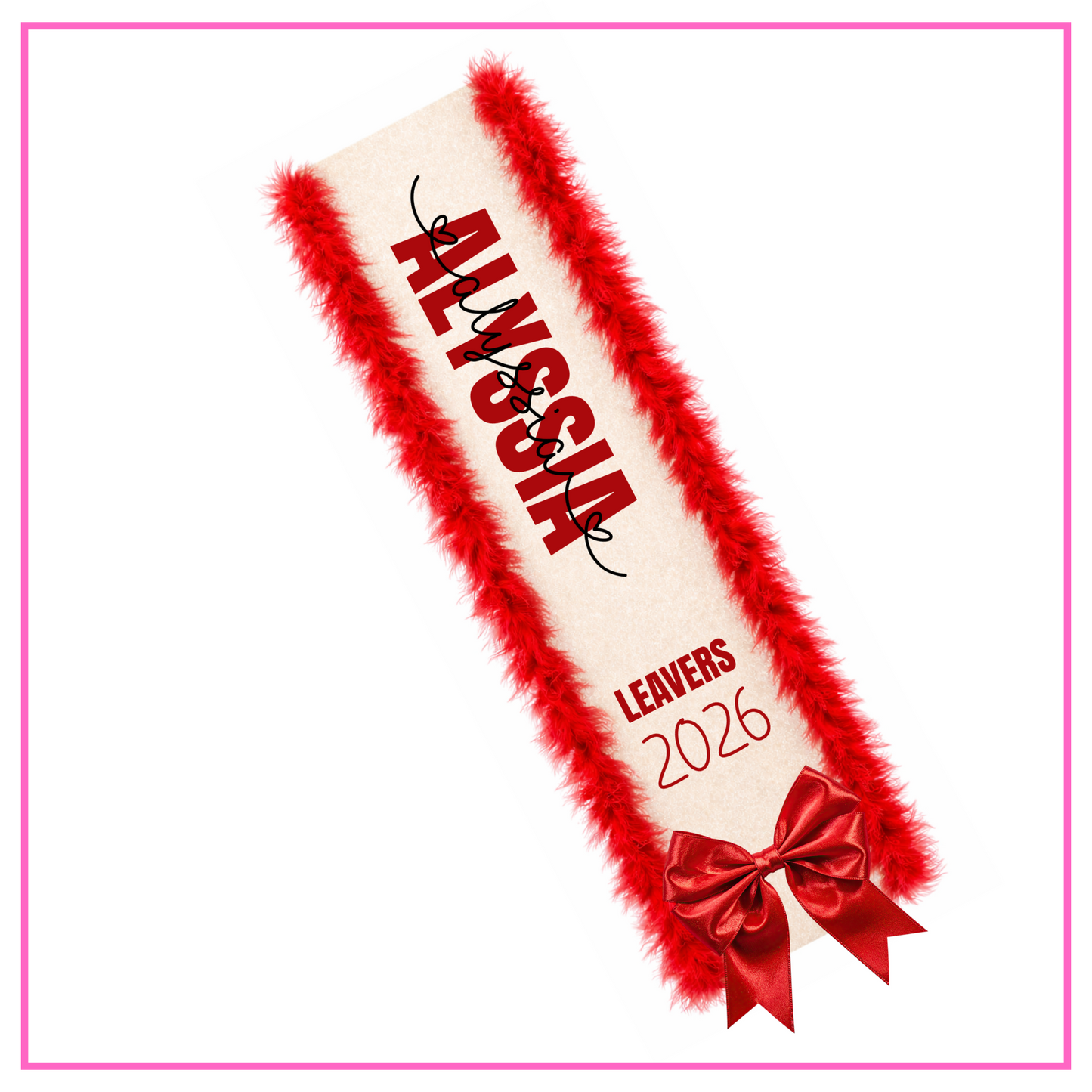 LED Light Up Personalised School Leavers Sash - Signature Hearts