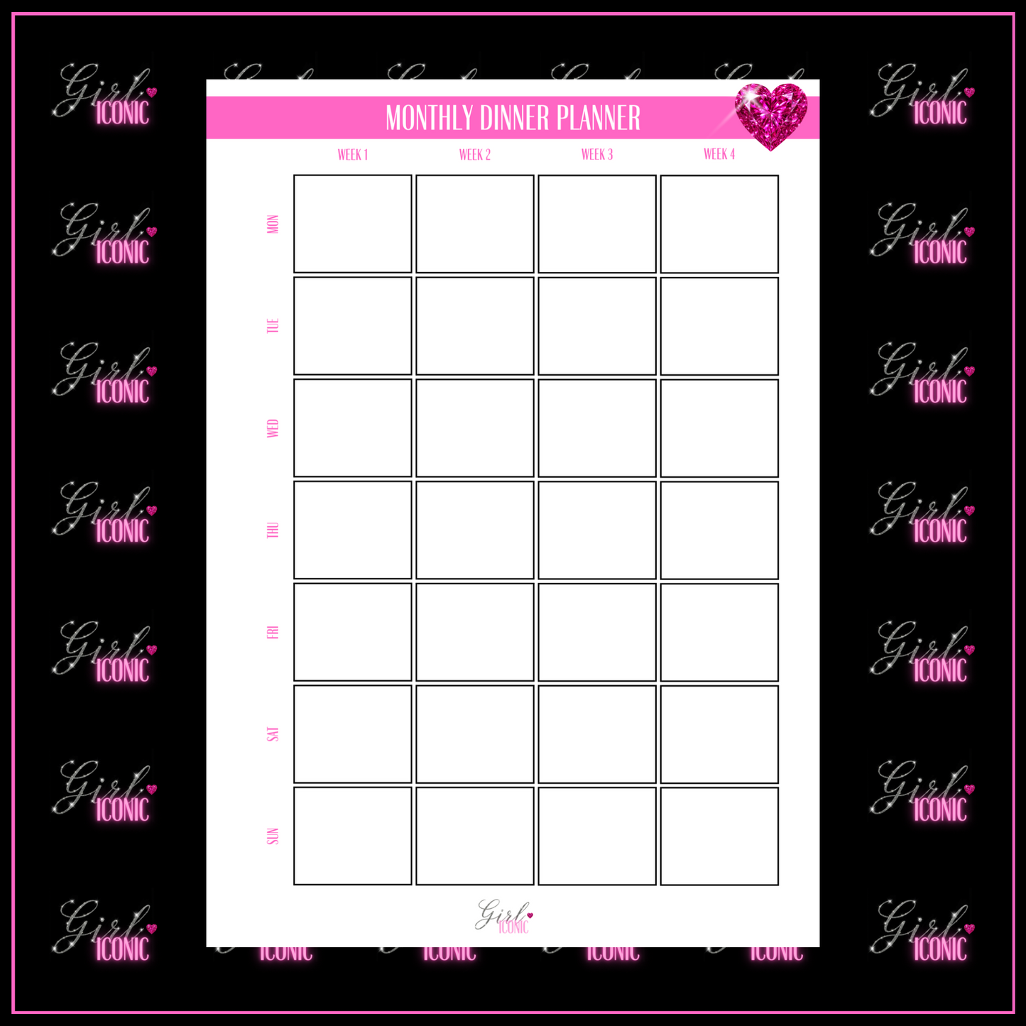 Monthly Dinner Planner - Set of 12 Pages