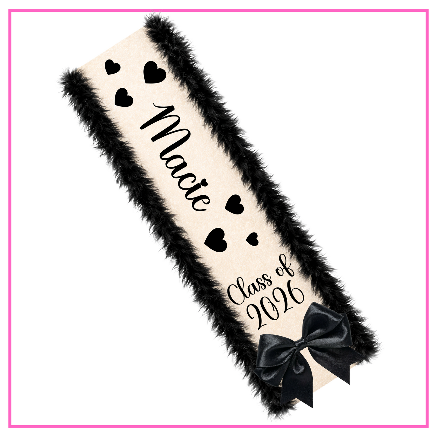 LED Light Up Personalised School Leavers Sash - Sweetheart