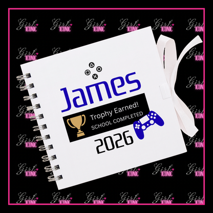 Personalised School Leavers Memory Scrap Book - Blue Gamer