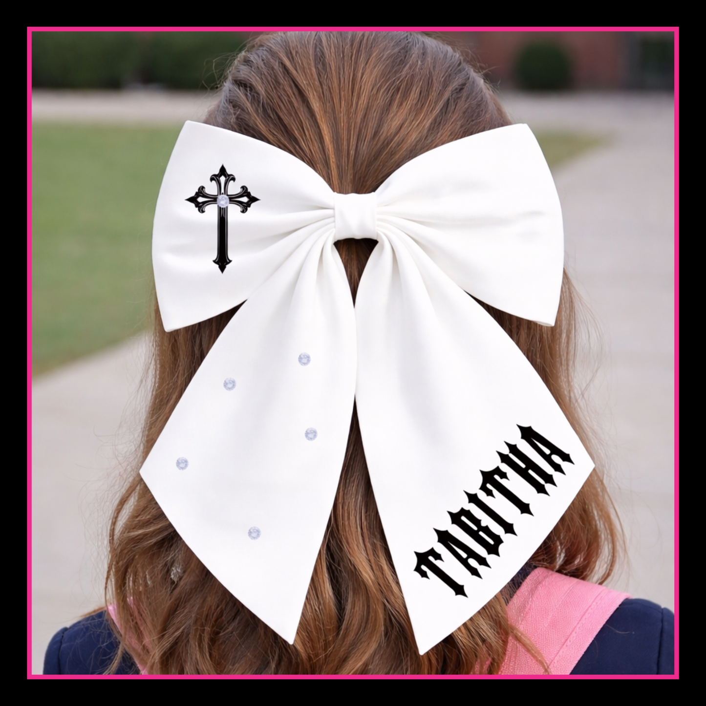 Personalised School Leavers Hair Bow Clip - Gorgeous Gothic