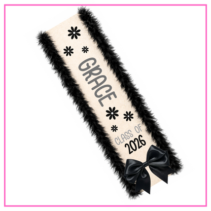 LED Light Up Personalised School Leavers Sash - Pretty Petal