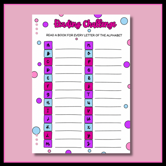 Alphabet Reading Challenge - Single Page