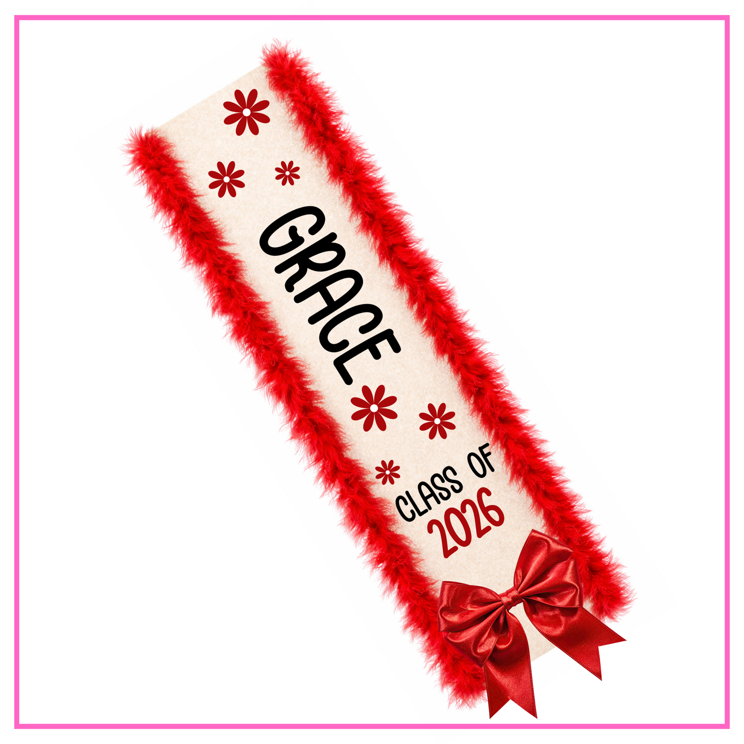 LED Light Up Personalised School Leavers Sash - Pretty Petal