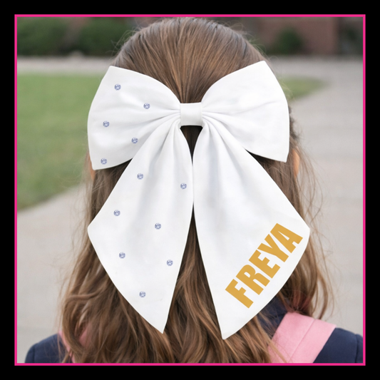 Personalised School Leavers Hair Bow Clip - Cute Kitty