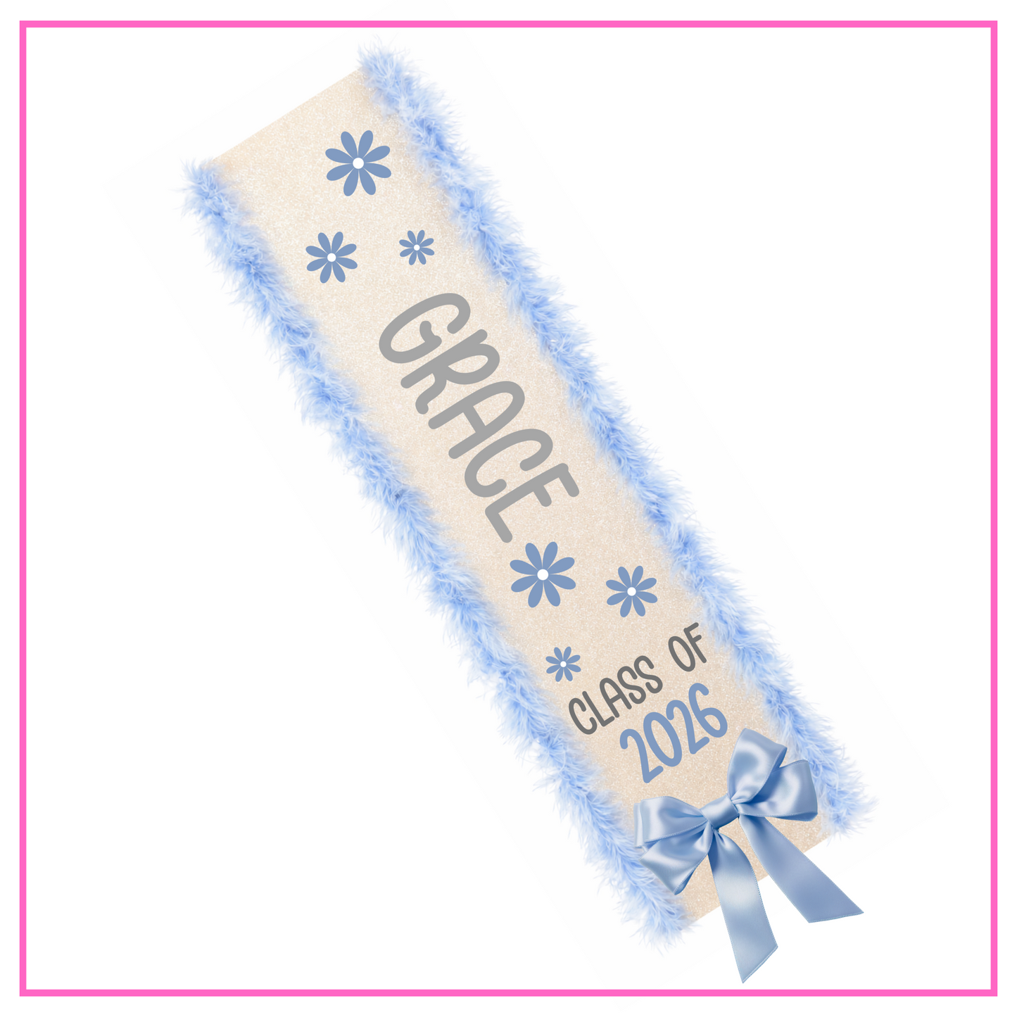 LED Light Up Personalised School Leavers Sash - Pretty Petal