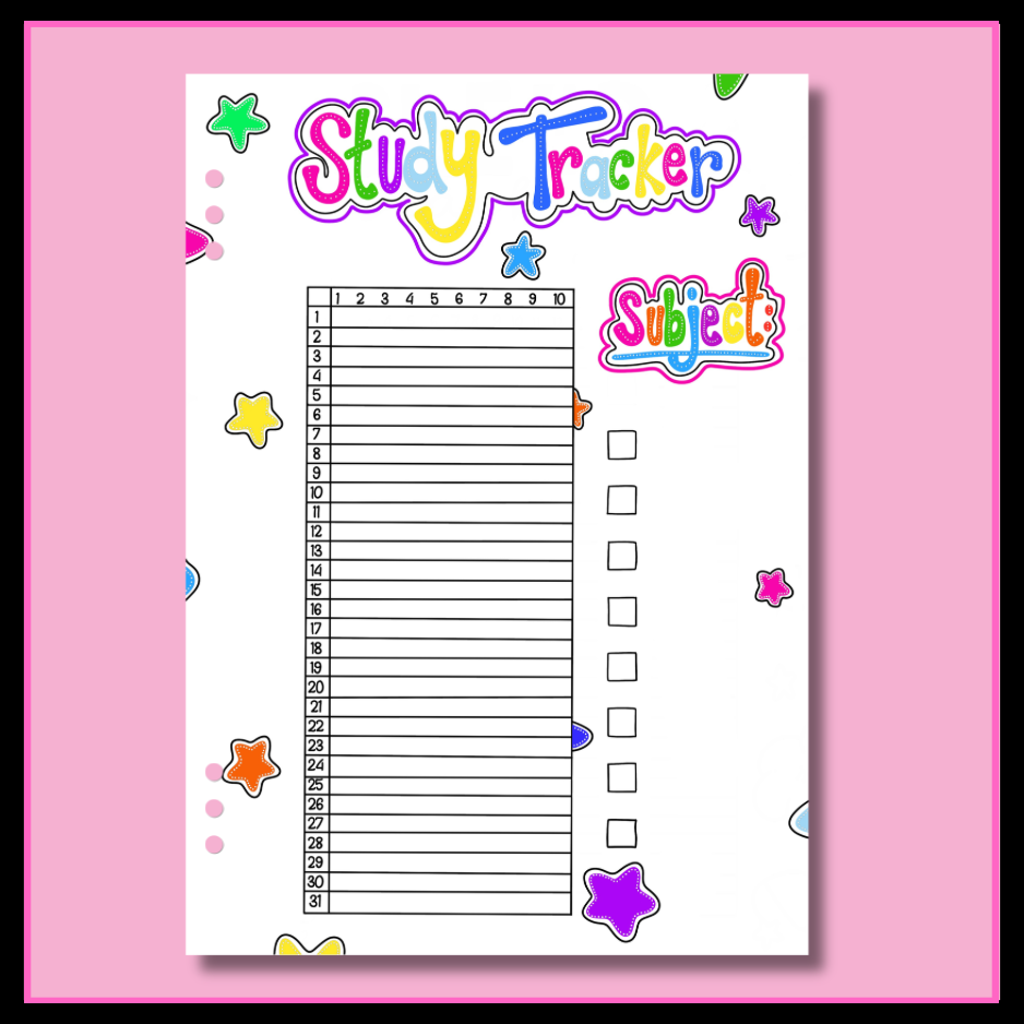 Study Tracker - Single Page