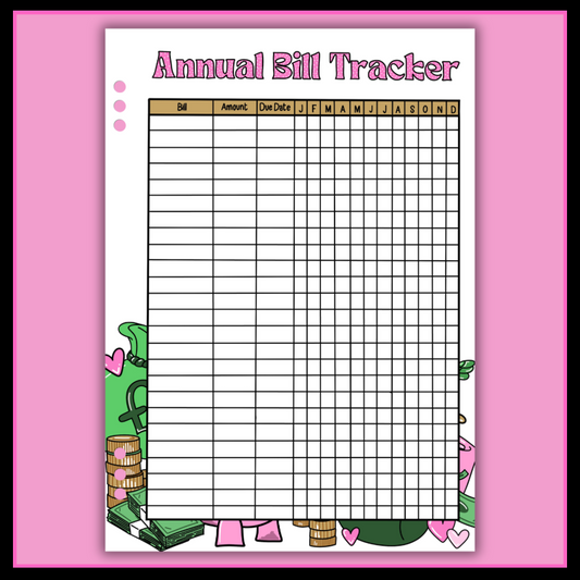 Annual Bill Tracker - Single Page