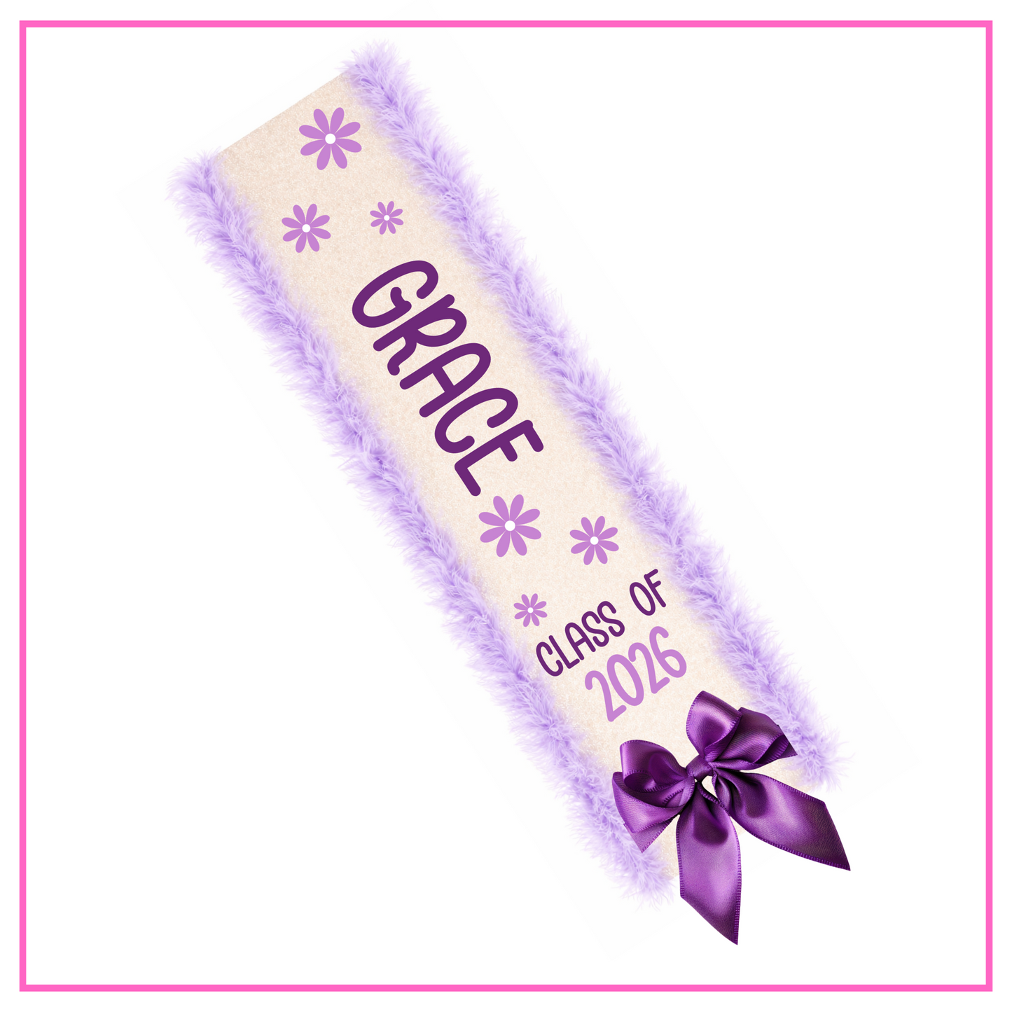 LED Light Up Personalised School Leavers Sash - Pretty Petal