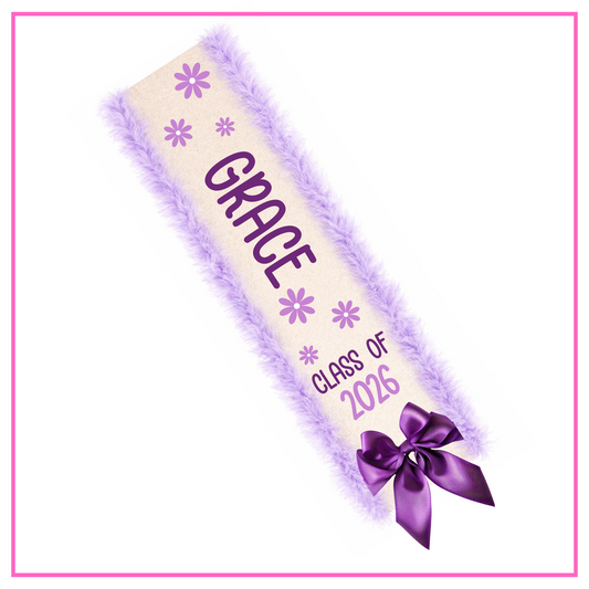 LED Light Up Personalised School Leavers Sash - Pretty Petal