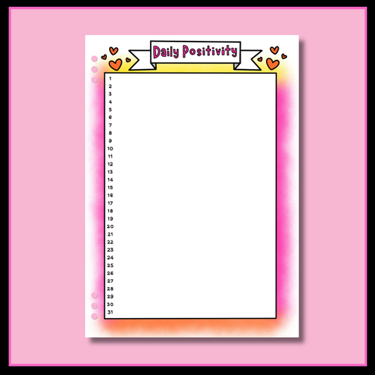 Daily Positivity Log - Single Page