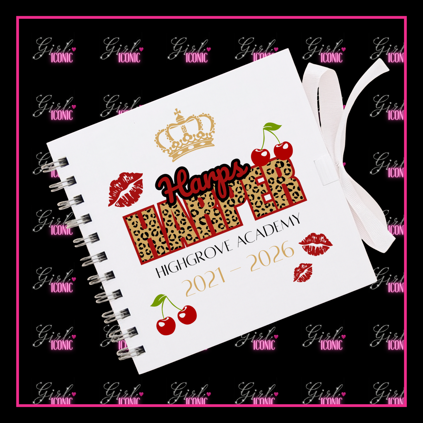 Personalised School Leavers Memory Scrap Book - Wild Cherry