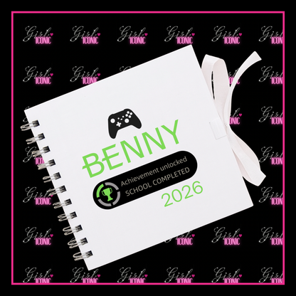 Personalised School Leavers Memory Scrap Book - Green Gamer