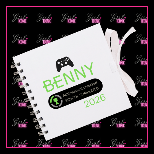 Personalised School Leavers Memory Scrap Book - Green Gamer