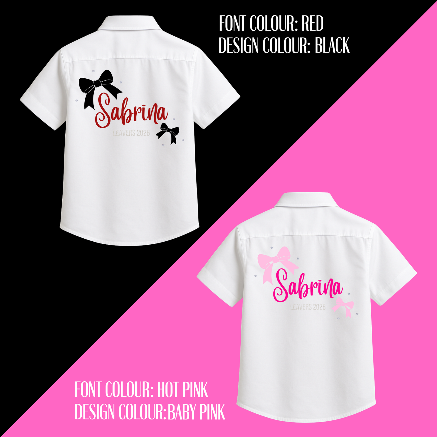 Personalised School Leavers Shirt - Bow Bliss