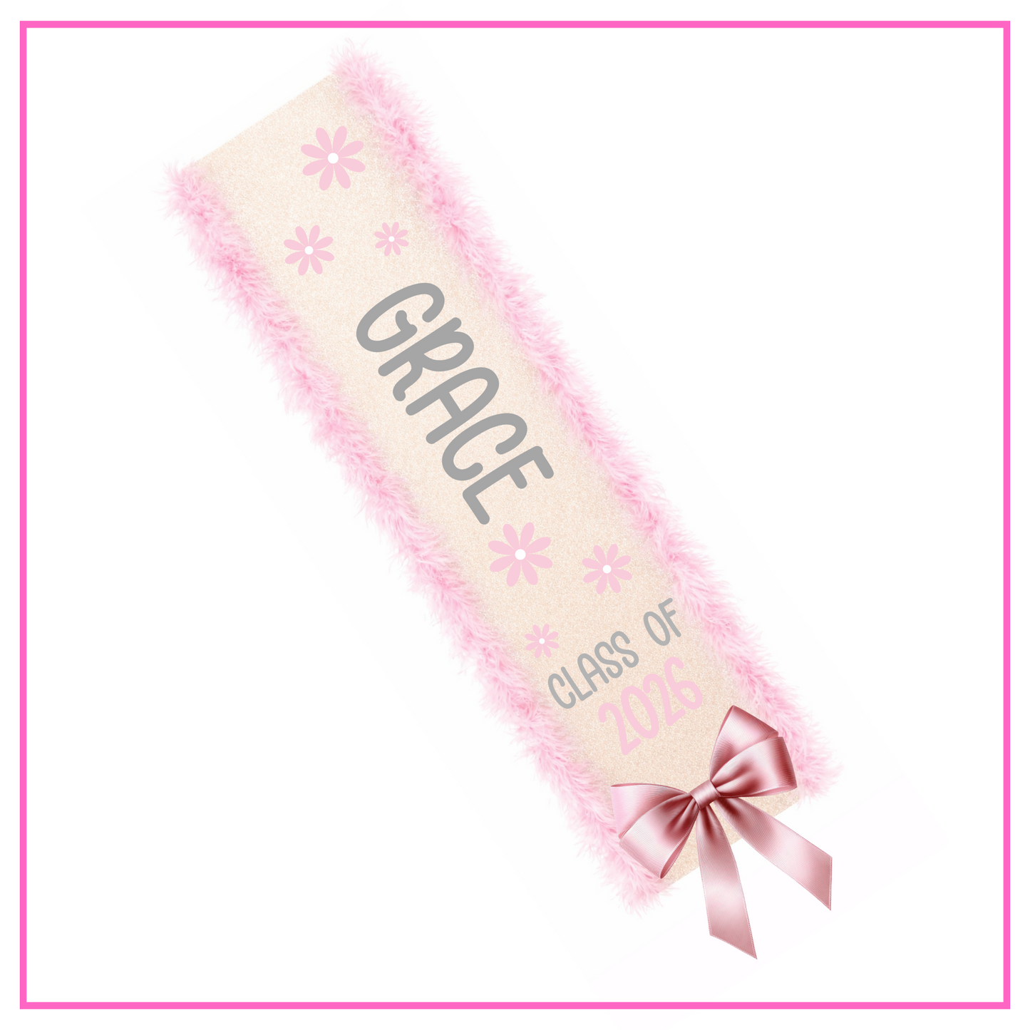 LED Light Up Personalised School Leavers Sash - Pretty Petal