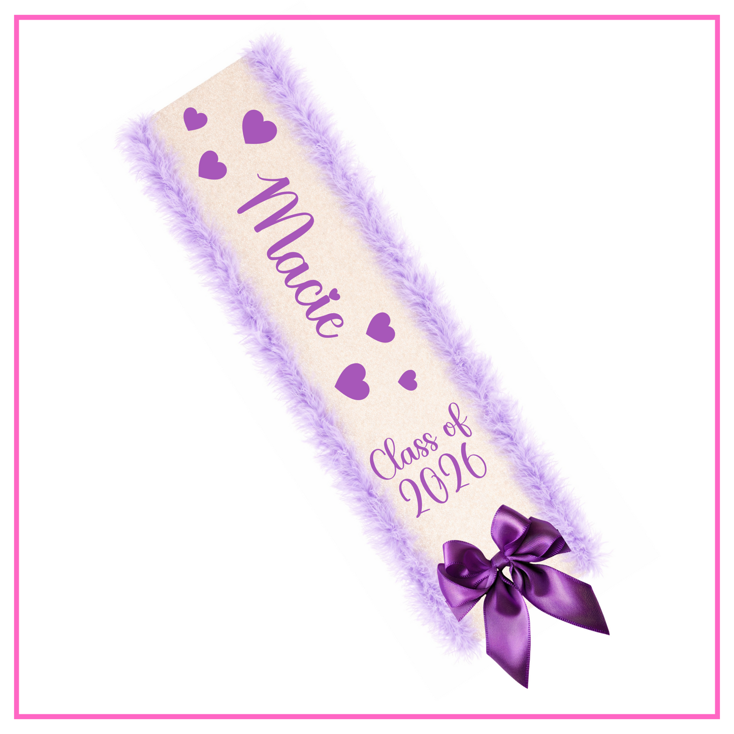 LED Light Up Personalised School Leavers Sash - Sweetheart
