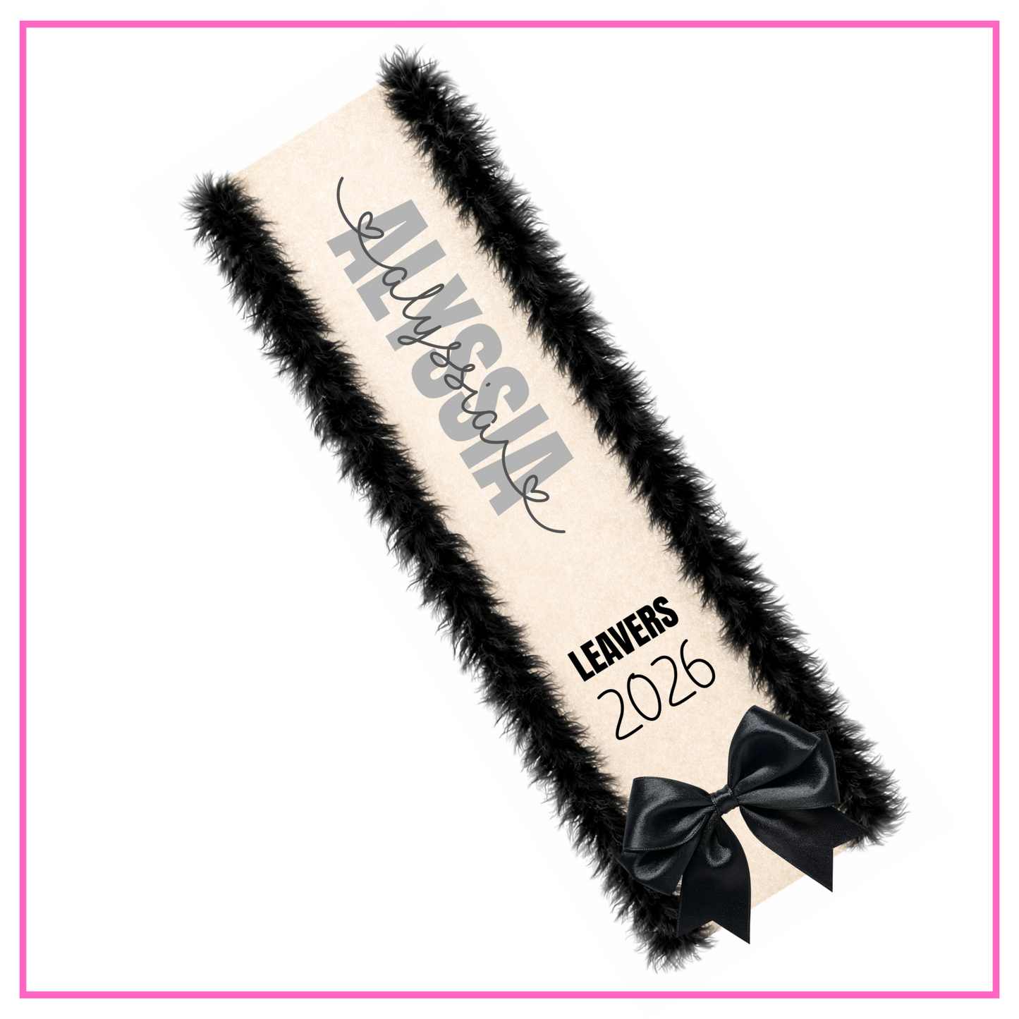 LED Light Up Personalised School Leavers Sash - Signature Hearts