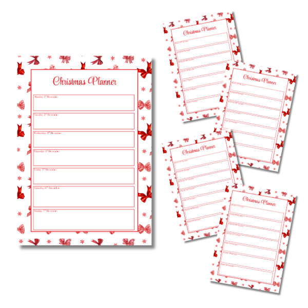 My Everlasting Christmas Planner & Page Insert Bundle 2026 - A4 - Red & Silver Diamond Pen Set