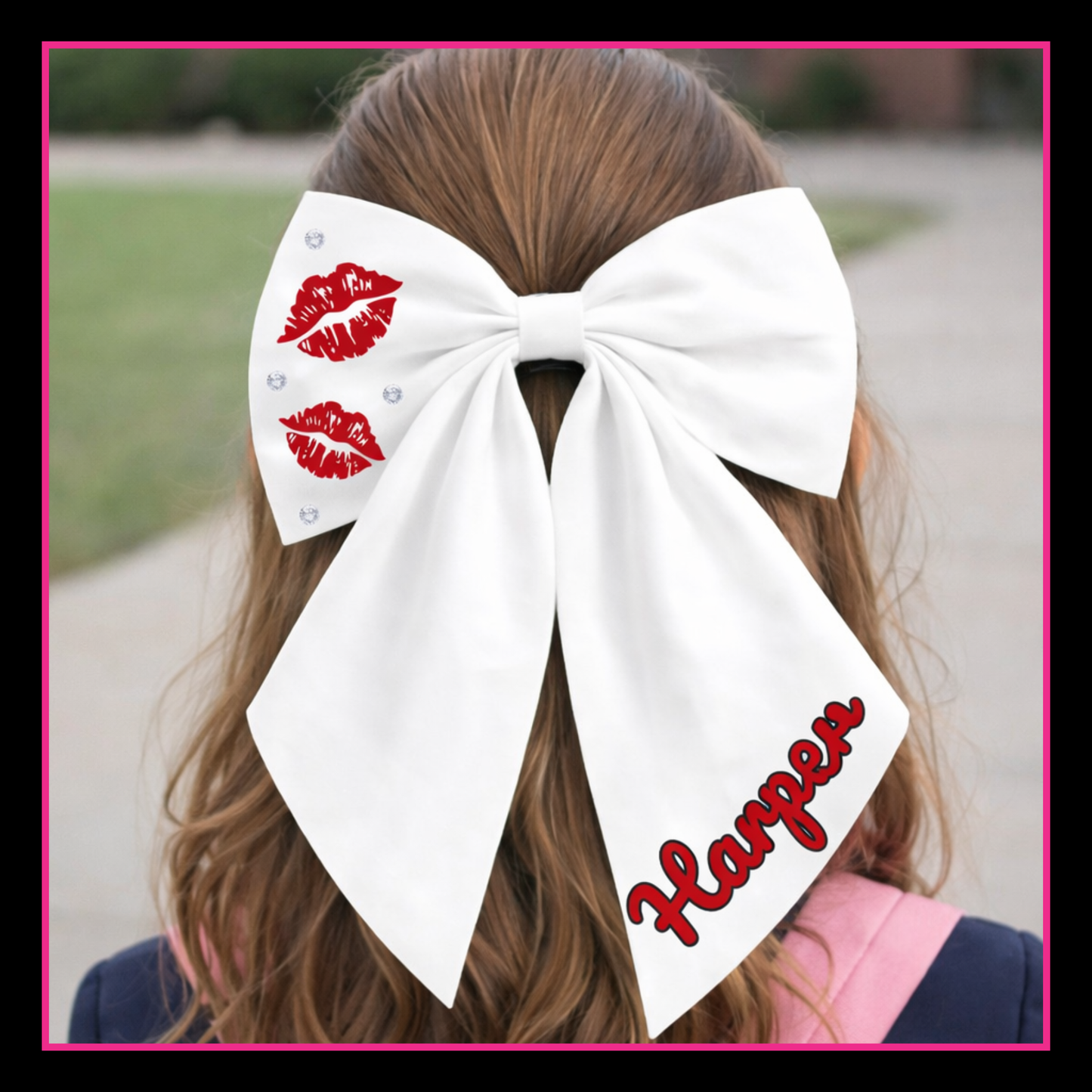 Personalised School Leavers Hair Bow Clip - Wild Cherry