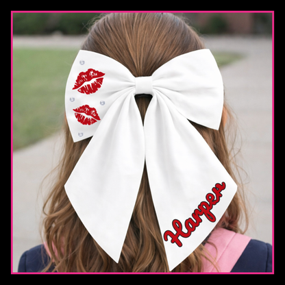 Personalised School Leavers Hair Bow Clip - Wild Cherry