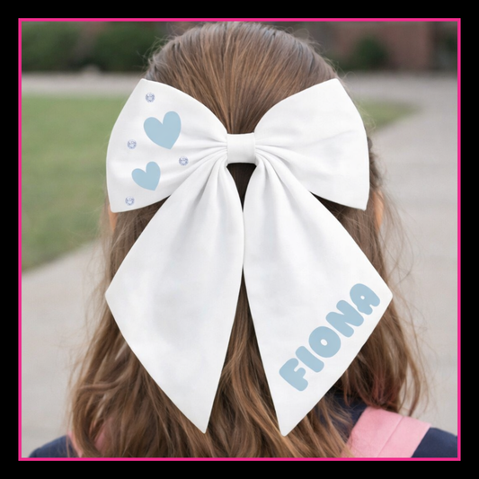 Personalised School Leavers Hair Bow Clip - Pretty Perfect