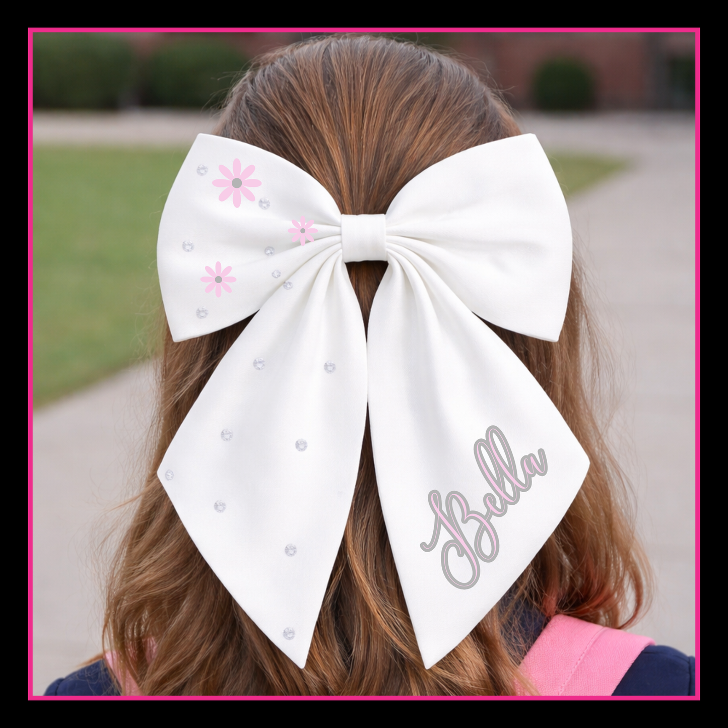 Personalised School Leavers Hair Bow Clip - Butterfly Bloom