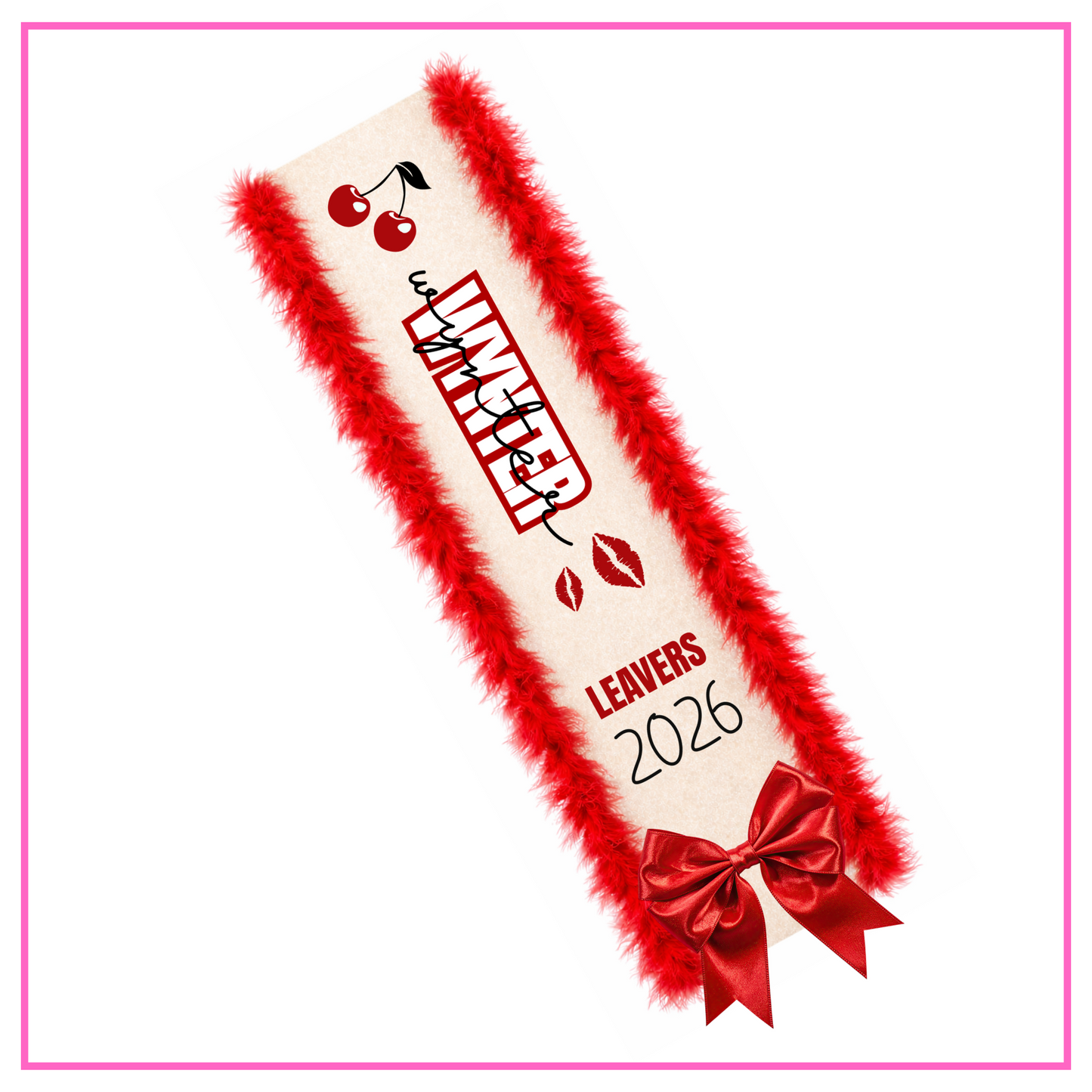 LED Light Up Personalised School Leavers Sash - Cheeky Cherry