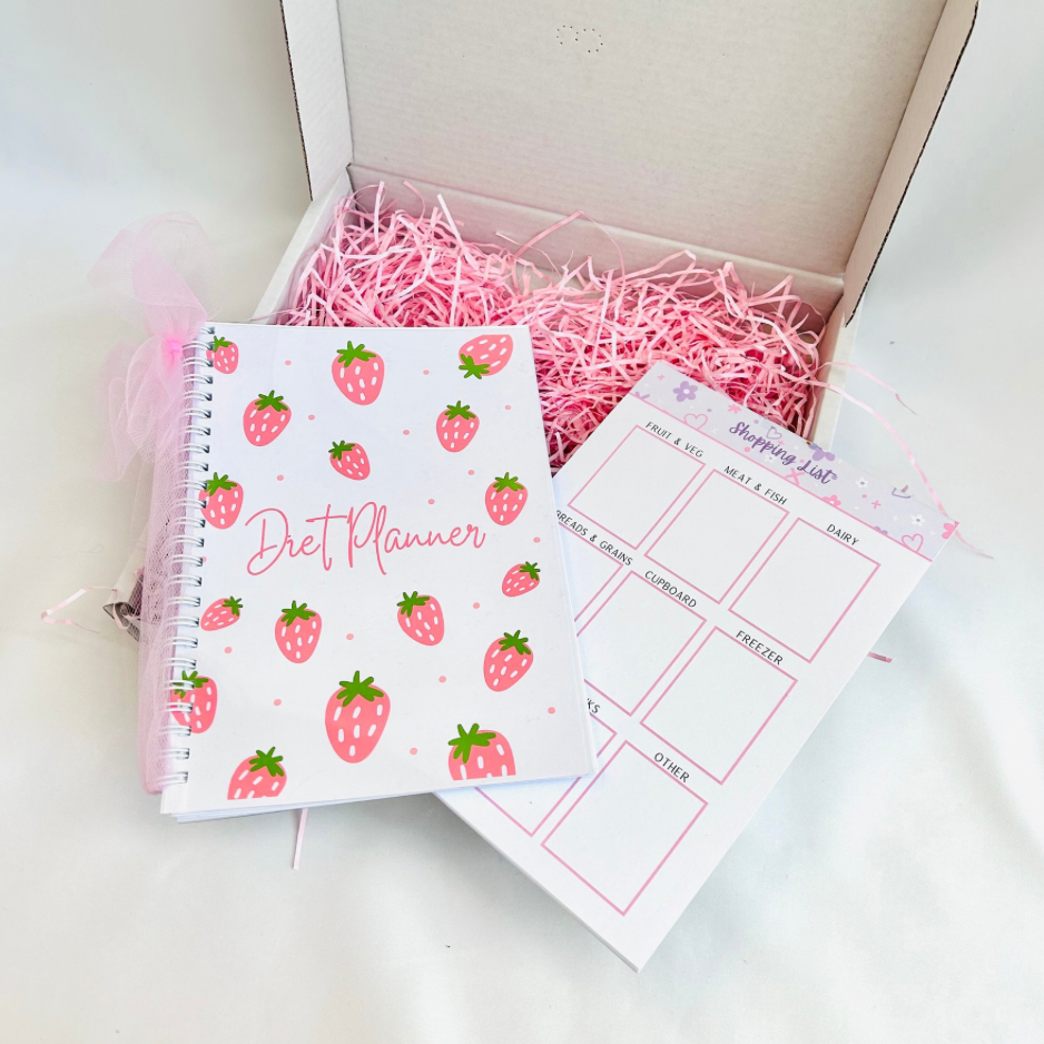 Oops Box #8 - Strawberry Diet Planner & Purple Shopping List Notepad
