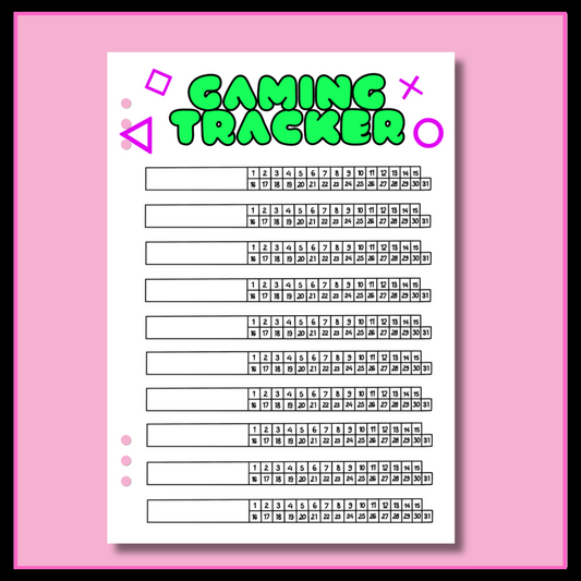Yearly Gaming Tracker - Single Page