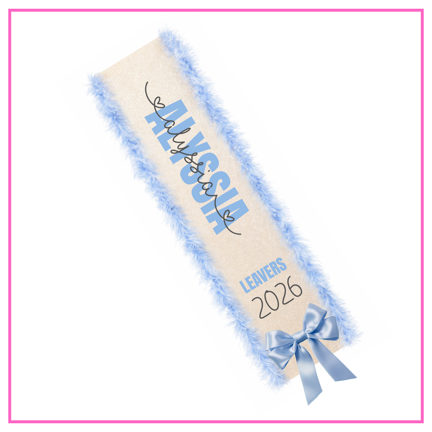 LED Light Up Personalised School Leavers Sash - Signature Hearts