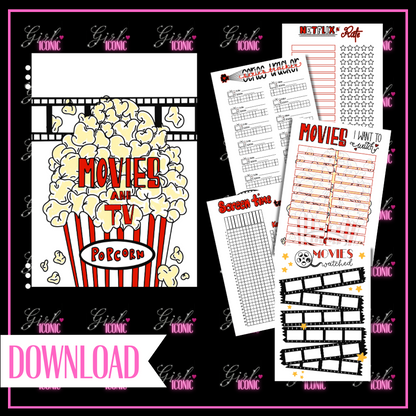 Movies & Tv Journal Page Bundle - DIGITAL DOWNLOAD