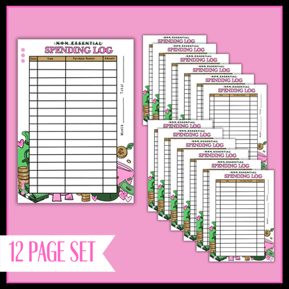 Non-Essential Spending Log - 12 Page Set