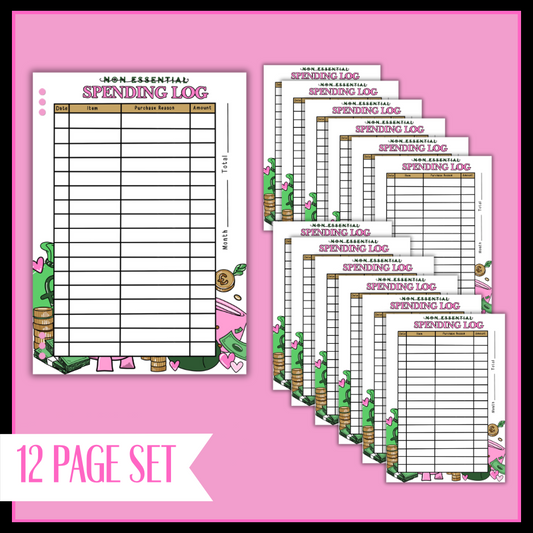 Non-Essential Spending Log - 12 Page Set