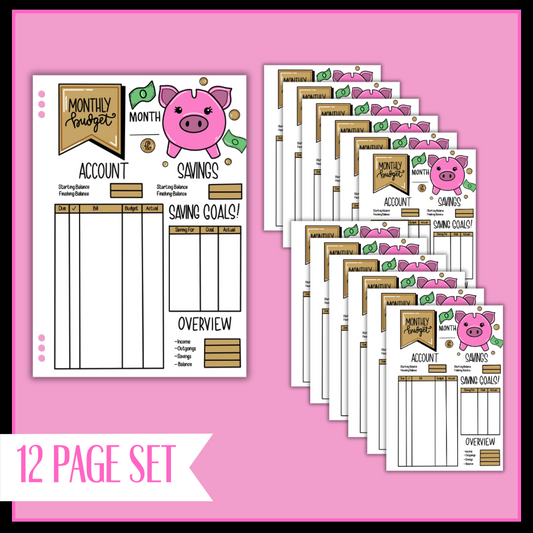 Monthly Budget Bundle - 12 Page Set