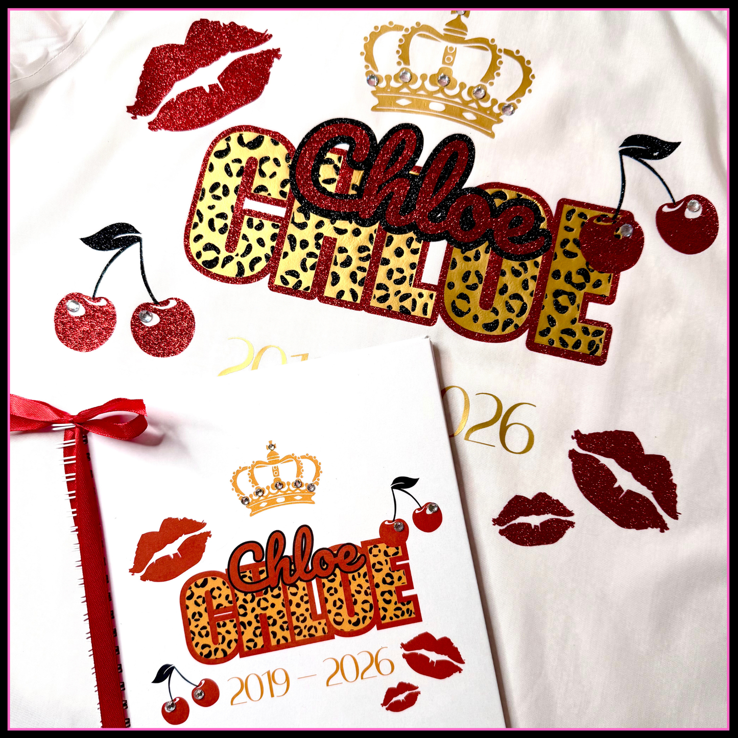 Personalised School Leavers Memory Scrap Book - Wild Cherry